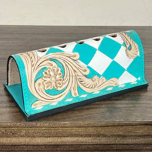 Organisateur de bureau en cuir à motifs, style western, support à stylos pour fournitures de bureau, accessoire de bureau pour stylos et crayons, vente chaude - Product Image 2