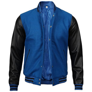 OEM Custom Logo Embroidery Bomber Jackets Leather Sleeves Retro Letterman Baseball Varsity Jacket for <b>Men</b> - Product Image 2