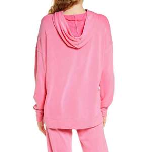 Sudadera Holgada de Forro Polar para Mujer, Color Sólido, Hombros Descubiertos, 100% Algodón, Impermeable, Estilo Casual para Invierno - Product Image 2