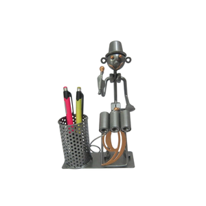 Ensemble de 2 porte-stylos ronds en métal plaqué or, organisateur de bureau au design élégant, idéal pour le rangement de la papeterie de bureau - Product Image 2