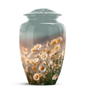 Decorative Adult <b>Ashes</b> Urn Metal Cremation <b>Keepsake</b> Vessel Floral Memorial Burial Urn for Home Shrine - Product Image 1