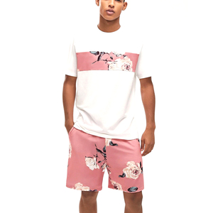 Conjuntos de verano para hombre, conjunto informal de camiseta y pantalones cortos, traje deportivo masculino, camiseta holgada de color, conjuntos cortos de verano - Product Image 5