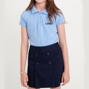 เสื้อโปโลชุดนักเรียนผ้าฝ้ายสีฟ้าอ่อน พิมพ์โลโก้ตามสั่ง - Product Image 1