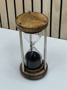 Reloj de arena de madera de 6'' con arena negra |   Reloj de Arena Decorativo Rústico para Mesa - Product Image 4