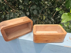 Portavelas de Madera, Forma Cuadrada, Acabado Natural, Decoración para el Hogar - Product Image 3
