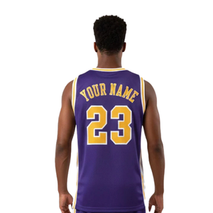 Conjunto de Camiseta y Pantalones Cortos de Baloncesto Clásico para Hombre, Cuello Redondo, Sin Mangas, Franja Doble Lateral, Ribete en Contraste, Nombre y Número del Equipo Personalizados - Product Image 4