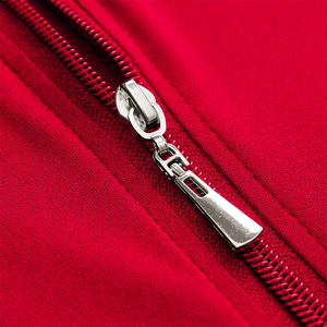Women's <b>Red</b> Hooded Tracksuit Full Zip Long Sleeve Solid Color Casual Jogger Set With Side Pockets Breathable Cotton <b>Material</b> - Product Image 3