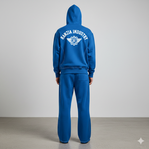 Sweat à capuche intégral zippé Ranzia Industry Urban Street avec strass et patch brodé, pantalon effet usé - Product Image 5