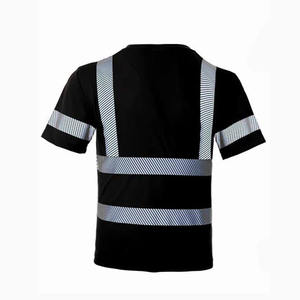 T-shirt de travail haute visibilité pour homme, noir, avec bandes réfléchissantes, en polyester - Product Image 2