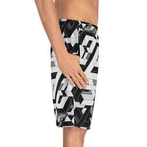 Men Geometric Pattern Sublimation Eco-Friendly Front Logo Mid Waist Elastic Breathable Casual <b>Shorts</b> - Product Image 2