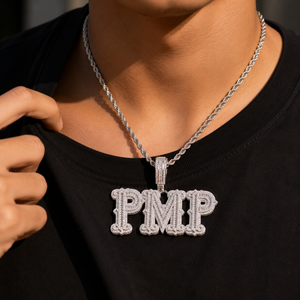 Moissanite Custom Letter <b>Pendant</b> Brilliant Round Diamond Men's Hip Hop Name <b>Pendants</b> - Product Image 4