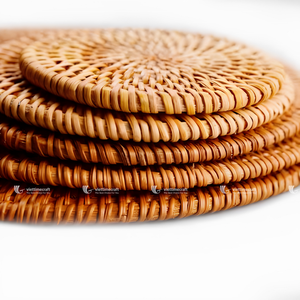 Luxury Handmade Boho Rattan Coasters Woven Wicker Home <b>Table</b> Decor Retro <b>Rustic</b> <b>Coffee</b> Drinks Round Placemats - Product Image 3