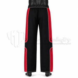 Pantalones Casuales Negros y Rojos para Hombre, Estilo Urbano Personalizado, Corte Holgado, Pierna Recta, Cintura con Cordón, Paneles en Contraste, Fabricante - Product Image 2