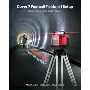 Kit de niveau laser rotatif autonivelant à 360 degrés 2650 pieds avec trépied robuste, télécommande et laser horizontal rouge - Product Image 4
