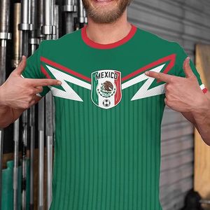 Camiseta de la Selección Nacional de Fútbol de México, Diseño a Rayas Verdes, Poliéster, Ropa Deportiva Resistente para el Día Nacional - Product Image 3
