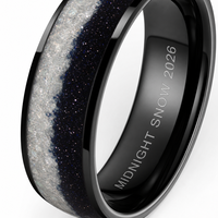 Bague de mariage pour homme en tungstène noir de 8 mm, bicolore argent et sable bleu galaxie, polie, ajustement confortable, vente en gros