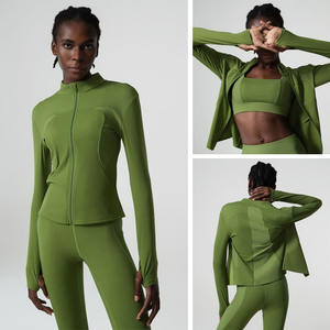 Vêtements de fitness pour femmes, hauts de yoga sans couture, couleurs unies, manches longues, crop tops de sport, ensembles de yoga respirants et à séchage rapide - Product Image 2