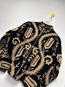 Handmade Black <b>Velvet</b> Suzani Embroidered <b>Jacket</b> With Floral Pattern Full Sleeve Stand Collar Bohemian <b>Women's</b> Winter Coat - Product Image 4