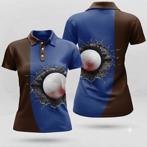 Elegante Polo de Golf Gris Azul Marino para Mujer, Ropa Deportiva, Informal, Transpirable, de Manga Corta - Product Image 3