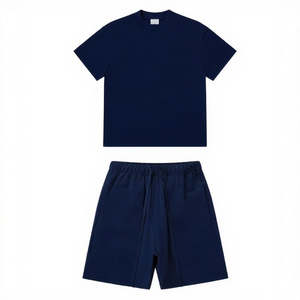 Ensemble T-shirt à col haut et short pour homme avec logo personnalisé 2025, blanc, tenue d'été en deux pièces - Product Image 6