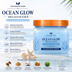 Exfoliante Corporal Ocean Glow Shea Sugar Scrub con Extracto de Algas y Aceites Naturales, Aclarante e Hidratante para la Piel, Marca Privada - Product Image 3