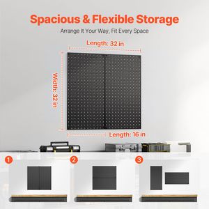 Organizzatore da Parete in Acciaio Resistente 32'' X 16'' con 2 Pannelli Forati per Soggiorno e Garage, Porta Attrezzi - Product Image 4