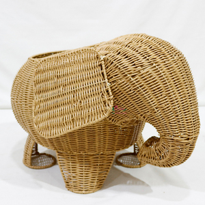 Artex Dong Thap Elephant-shaped <b>Plastic</b> Handwoven Storage <b>Basket</b> with Lid Durable Multipurpose Organizer for Home & Office - Product Image 3