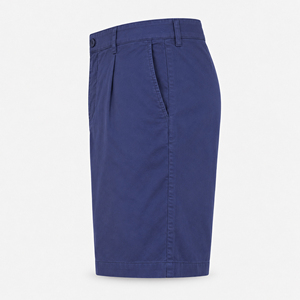 Shorts chino bleu marine pour homme, taille mi-haute, style décontracté avec boutons, poches latérales et arrière, 100% coton. - Product Image 3