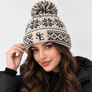 Gorro de Punto con Diseño Nórdico Personalizado, Gorro de Invierno con Pompón, Aspecto de Lana Suave y Cálida, Gorra Unisex de Moda, Proveedor Mayorista OEM ODM - Product Image 1
