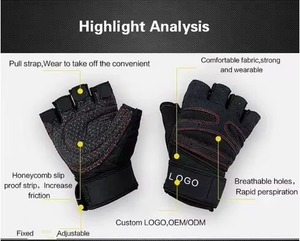 Gants de musculation personnalisés avec logo pour hommes, avec sangles de maintien pour l'entraînement, le fitness, le cyclisme et l'exercice - Product Image 2