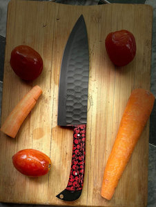 New Article Custom Made J2 Steel Powder Coated <b>Sharp</b> Hammered Blade 5-Piece Ambidextrous Kitchen Chef <b>Knife</b> <b>Set</b> W/Resin Handle - Product Image 4