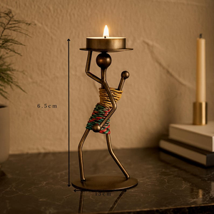 Porte-bougie décoratif en fer forgé fait main, décoration de table, accent décoratif pour la maison - Product Image 5
