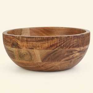 Cuenco de Madera Rústica sin Acabado con Pedestal, Hecho a Mano, para Frutas, Centro de Mesa Moderno, Apto para Congelador - Product Image 3