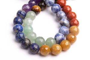 Piedras preciosas naturales multicolor de 7 chakras, microfacetadas, redondas y sueltas para la fabricación de joyas, pulseras, collares y bricolaje. - Product Image 3