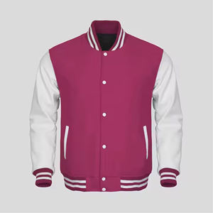 Blouson universitaire de baseball style Letterman, manches en cuir blanc, corps en laine violette, taille XL, col montant, motif hiver - Product Image 4