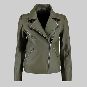 Blouson Moto en Cuir Vert Personnalisé, Veste de Motard Double Personnalisable en Cuir Véritable Premium, Imperméable, Col Montant – Nouvelle Collection à Succès - Product Image 1