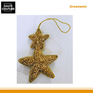 Mejor Oferta - Adornos Colgantes Festivos con Cuentas y Estrellas Doradas Bordadas a Mano de 12 cm de Largo para Decoración del Hogar de un Vendedor Indio - Product Image 2
