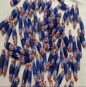 Perles Chevron Africaines en Gros - Noir Blanc Rouge Bleu - Perles de Verre Vénitien à 4 Couches - Ovales et Rondes - Kali du Ghana Original - Product Image 3