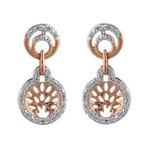 OEM ODM Tree of Life 14K White Gold Plated <b>Dangle</b> <b>Earrings</b> | Trendy Round <b>Diamond</b> Jewelry for Women Wholesale - Product Image 1