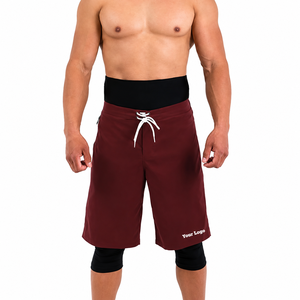 Short de bain tricoté à cordon de serrage pour homme, séchage rapide, longueur genou, couleur unie, pour sports d'été, gym et natation - Product Image 1