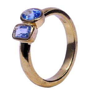 Wedding Wear 925 Sterling Silver Gold Plated Jewelry Blue Topaz Gemstone Women Wear Classic <b>Couple</b> <b>Ring</b> - Product Image 2