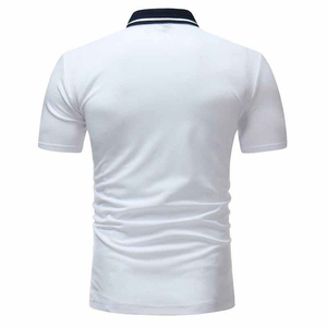 เสื้อกอล์ฟแขนสั้นผู้ชายราคาถูกสำหรับฤดูร้อน ลายเรียบ ติดกระดุม ผ้าถักผสมสแปนเด็กซ์และคอตตอน แห้งเร็ว รับผลิตแบบ OEM - Product Image 4