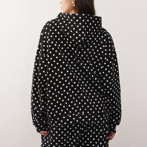 Embroidered Custom Logo <b>Black</b> Pullover Kangaroo Pocket Oversized Polka Dot Hoodie Casual Wear for Winter Autumn - Product Image 3