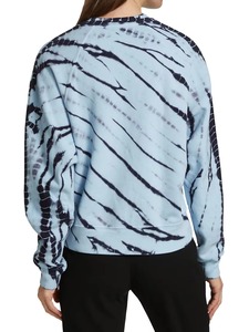 Blue Tiger Stripe <b>Tie</b> Dye Sweatshirt <b>Navy</b> Diagonal Shibori Women Crewneck Pullover Oversized Streetwear Cotton OEM Custom Bulk - Product Image 5