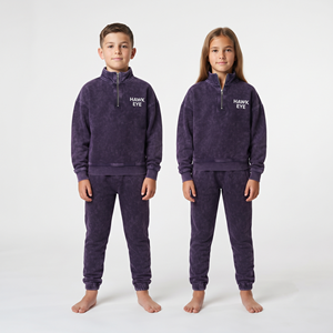 Conjunto Deportivo Unisex de Alta Calidad al por Mayor para Niños, Conjunto Deportivo Moderno con Lavado Ácido para Niños, de Color Sólido, de Algodón, de Dos Piezas - Product Image 5