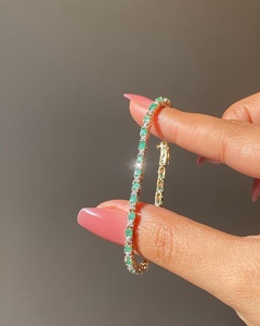 Pulsera de tenis de moissanita de corte redondo chapada en rodio, moderna, con eslabones de cadena, para regalo, bodas y fiestas - Product Image 2