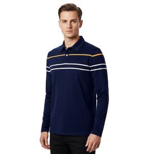 Camisas Polo a Rayas de Manga Larga para Hombre, Estilo Casual y de Negocios, Transpirables, Mezcla de Algodón, para Otoño - Product Image 1