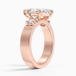 Anillo de Diamantes Cultivados en Laboratorio, Corte Marquesa, Tres Piedras, Diamante Redondo, Oro de 14K/18K, Anillo de Compromiso de Lujo para Mujer, Joyería Fina - Product Image 4