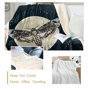 1pc Gothic Skull Moth Sherpa Blanket Dark Academia Celestial <b>Throw</b> <b>for</b> <b>Couch</b> Bed Sofa Winter Season - Product Image 5