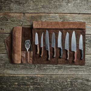 Genuine Leather Knife <b>Roll</b> Professional Chef Knife <b>Bag</b> Culinary <b>Tool</b> Organizer Storage Travel Case LKR-0304 - Product Image 1